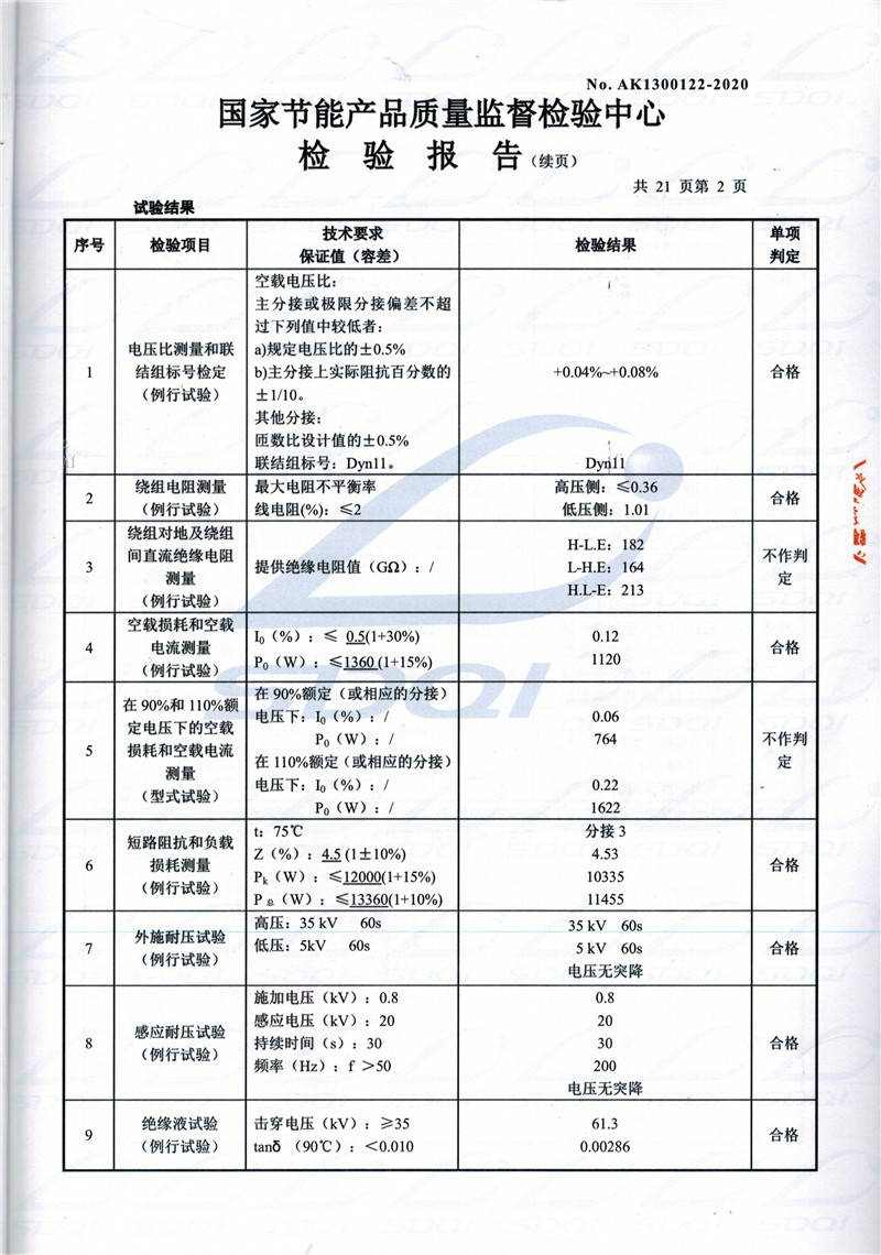 高低压试验报告-S11-1250淮上淮上淮上油浸式变压器-2.jpg